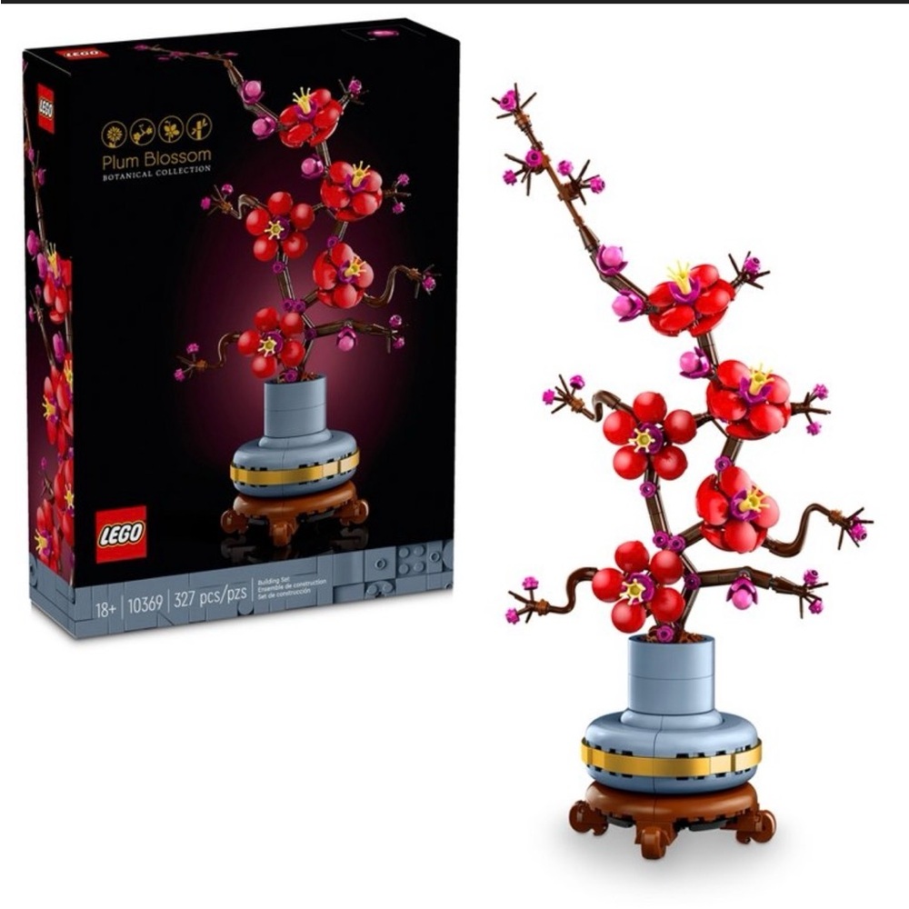 LEGO Plum Blossom Botanical Set - Vibrant Red and Pink